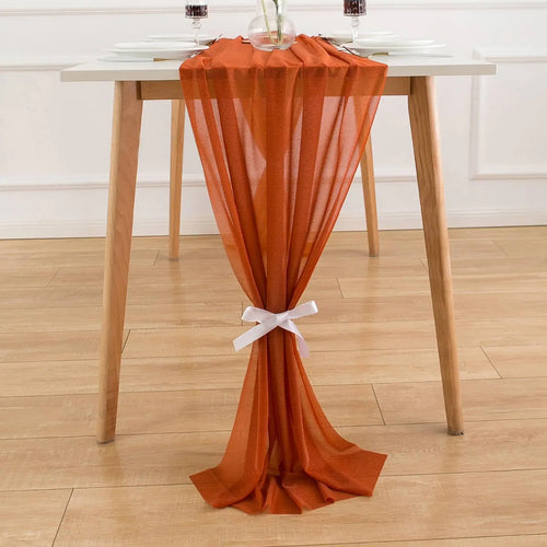 Chemin de table mousseline bohème transparent lot quatre - vue 5 sur 7