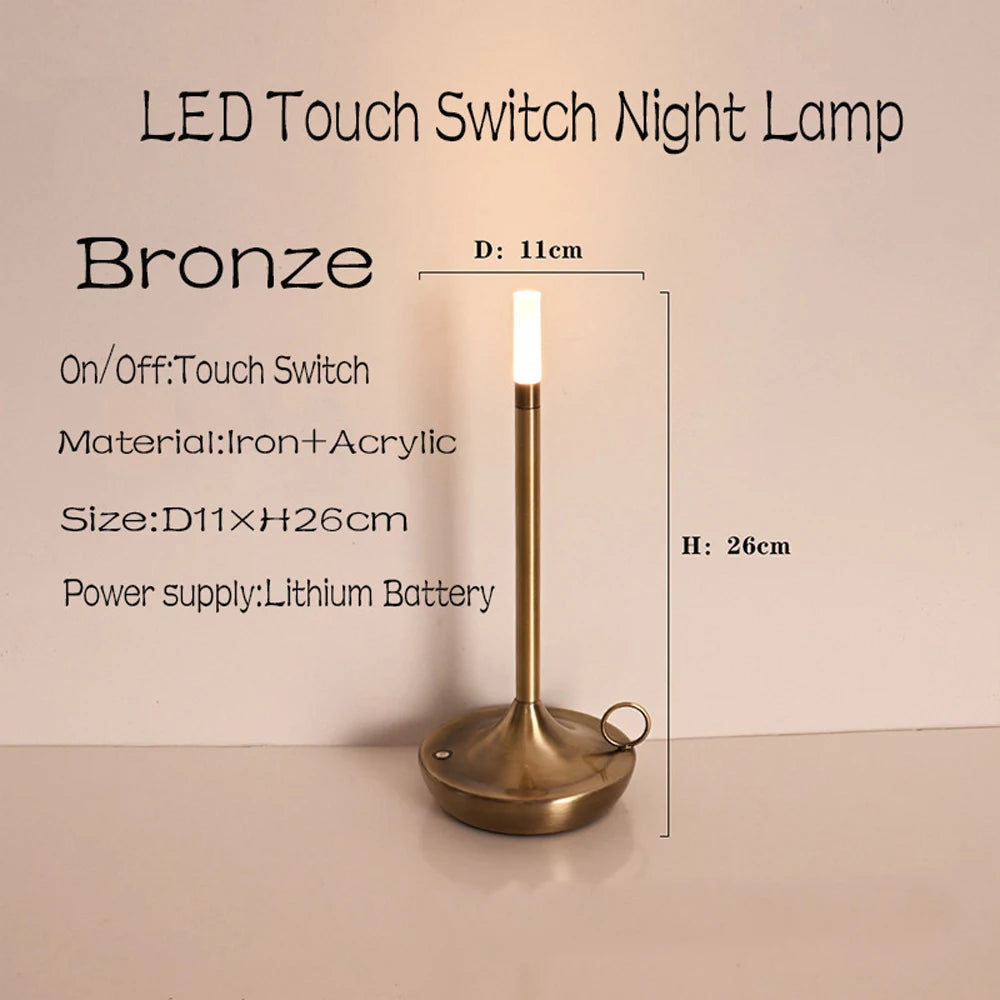 Rechargeable LED camper table lamp touch night light for creative home decor and dinner atmosphere