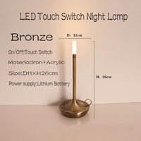 Rechargeable LED camper table lamp touch night light for creative home decor and dinner atmosphere