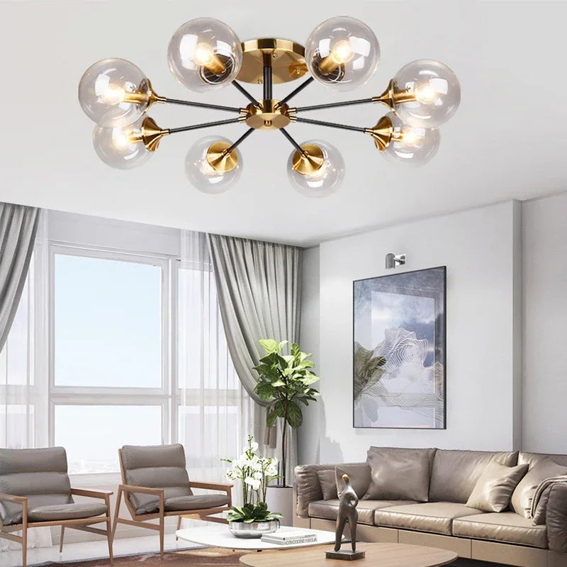 Modern glass ball chandelier for elegant lighting - vue 5 sur 18