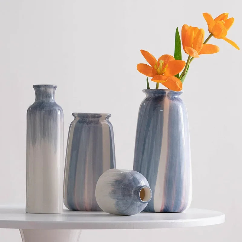 hand-painted ceramic vase for dried and fresh flowers