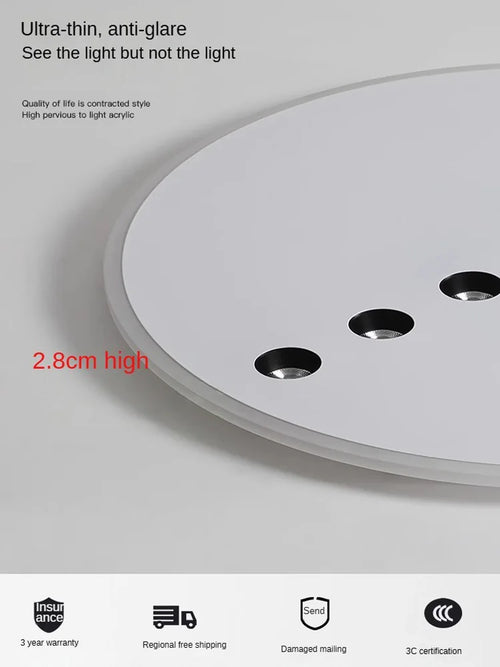 Minimalist round LED dimmable ceiling light for indoor use - vue 5 sur 8