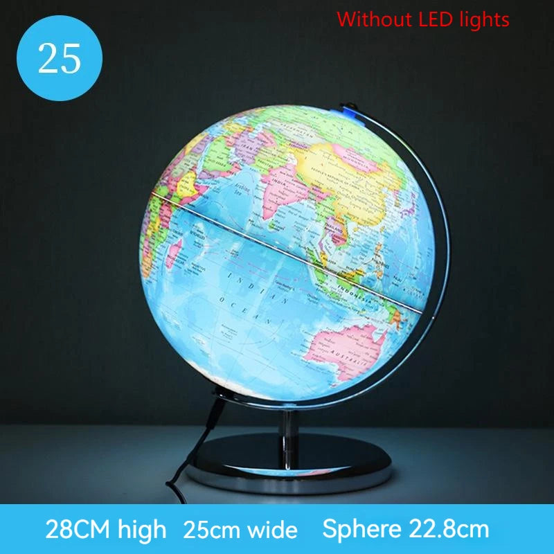 illuminated globe english version decorative educational world map - vue 7 sur 10