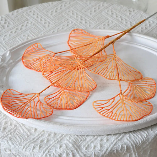 Set of artificial ginkgo, eucalyptus and holly leaves for floral decoration - vue 7 sur 13