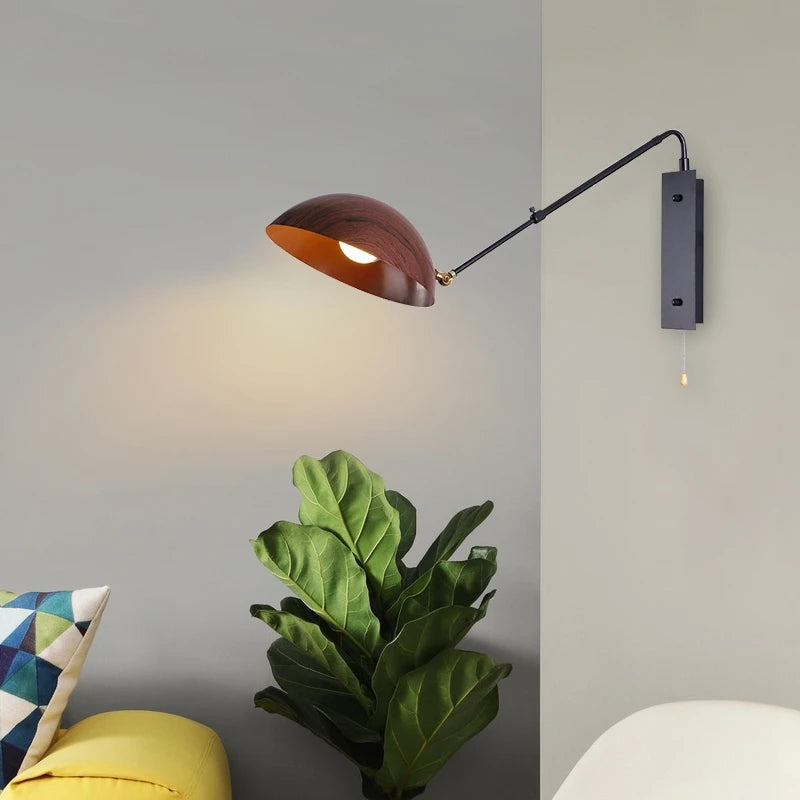 Nordic retro long arm wall light with modern LED design