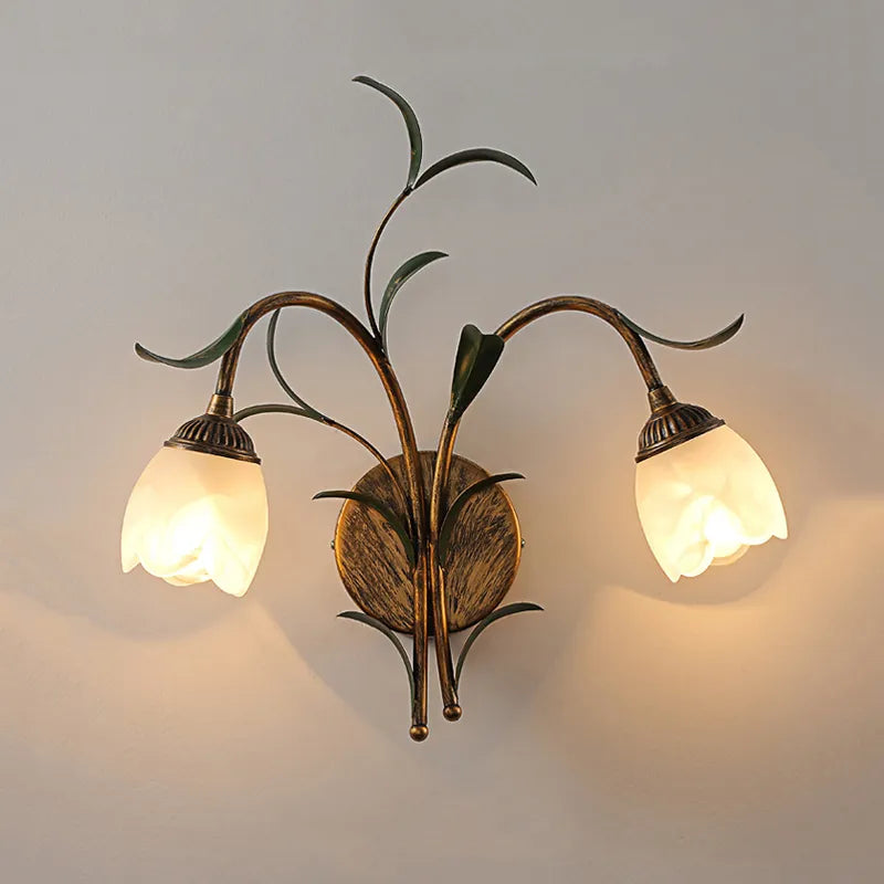 Retro bronze flower wall light