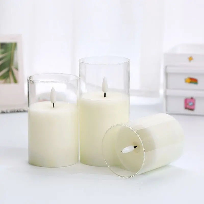 decorative rechargeable LED pillar candle with remote control in 3D tube