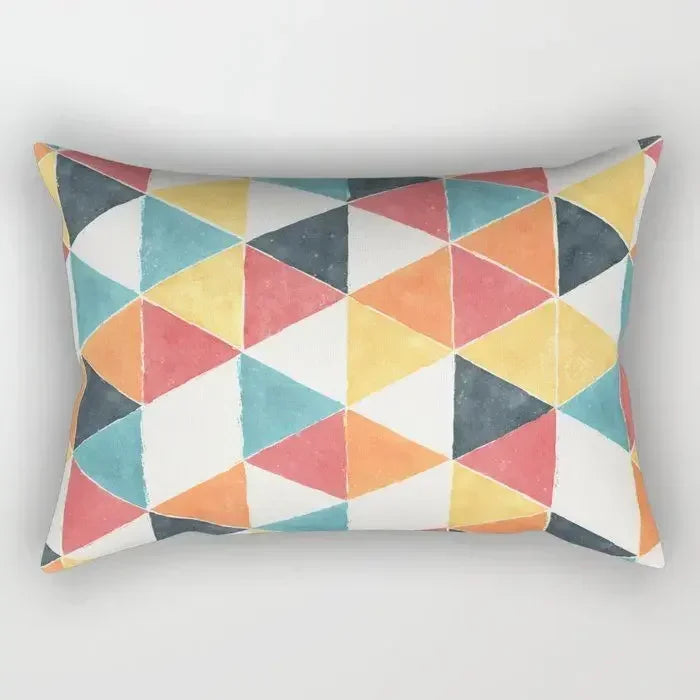 Reversible abstract geometric lumbar cushion for sofa or office