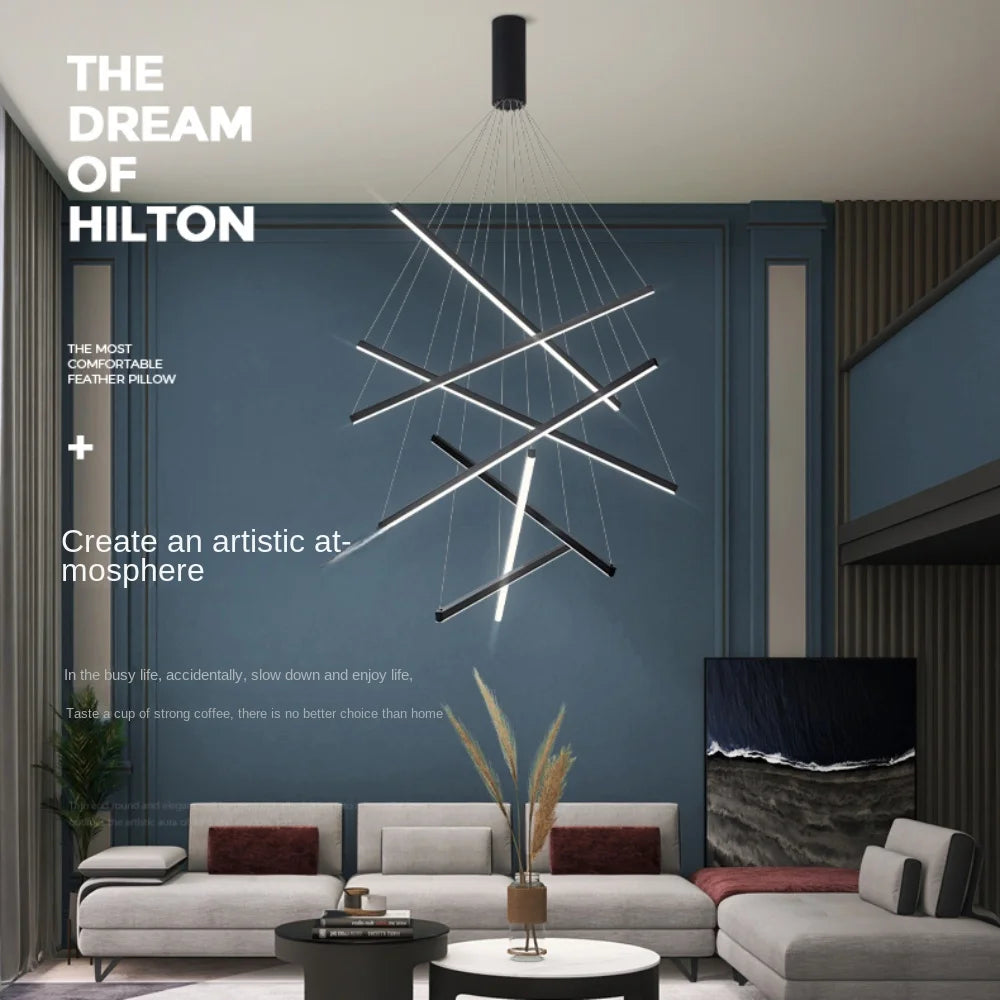 Modern Design Simple LED Ceiling Light, Penthouse Lobby Duplex Corridor Hotel Lobby Living Room Ceiling Decoration Chandelier - vue 1 sur 9