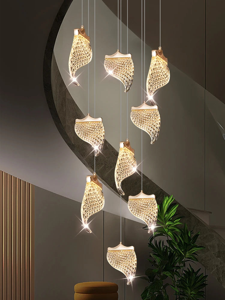 Modern LED chandelier suspended designer lighting for contemporary spaces - vue 5 sur 15