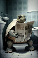 Humorous animal bathroom canvas wall art