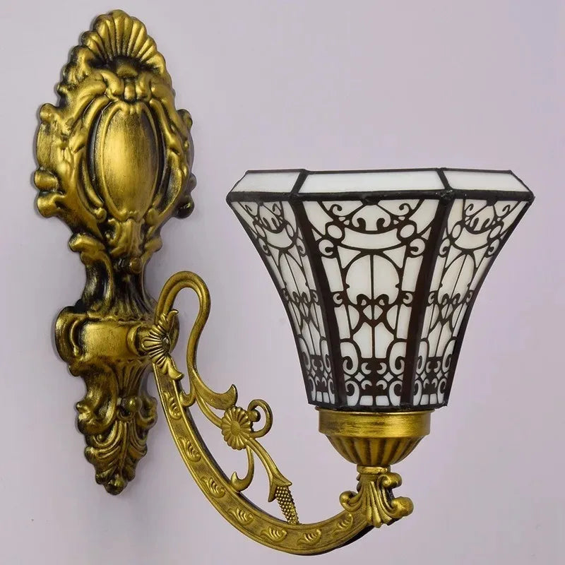 Tiffany retro mirror sunflower single head wall lamp - vue 5 sur 7