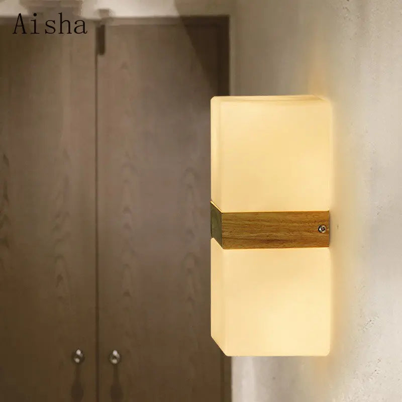 Retro wall light in decorative Japanese-style sugar glass