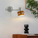 Retro foldable solid wood wall lamp for reading