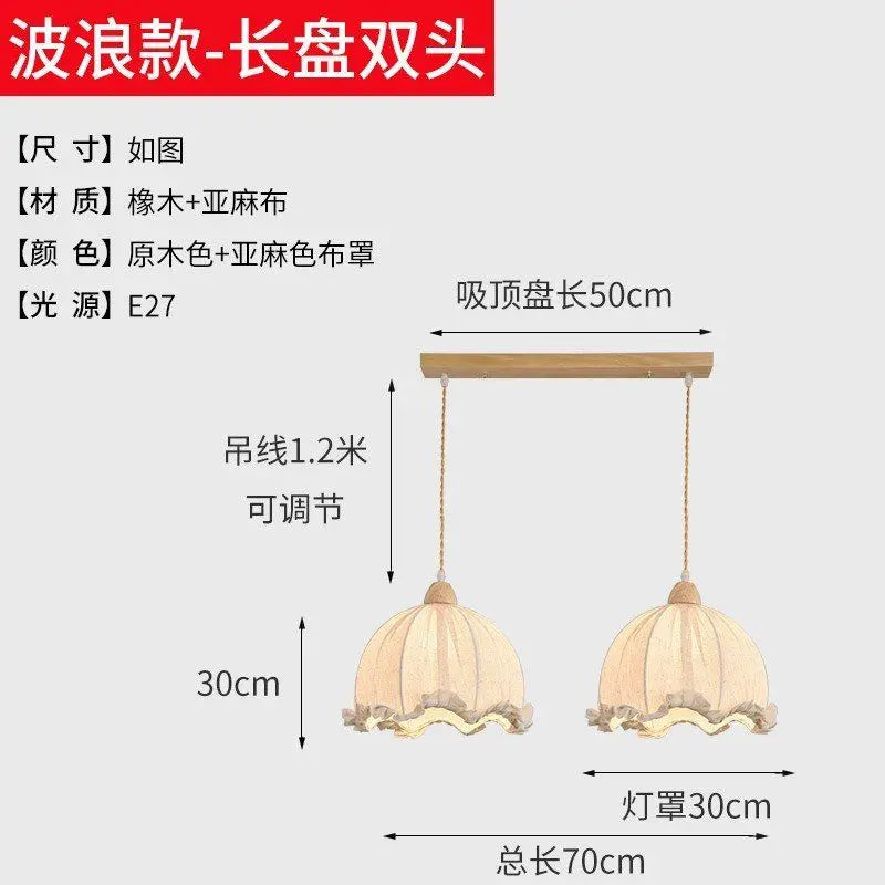Nordic cotton and linen fabric chandelier - vue 12 sur 16