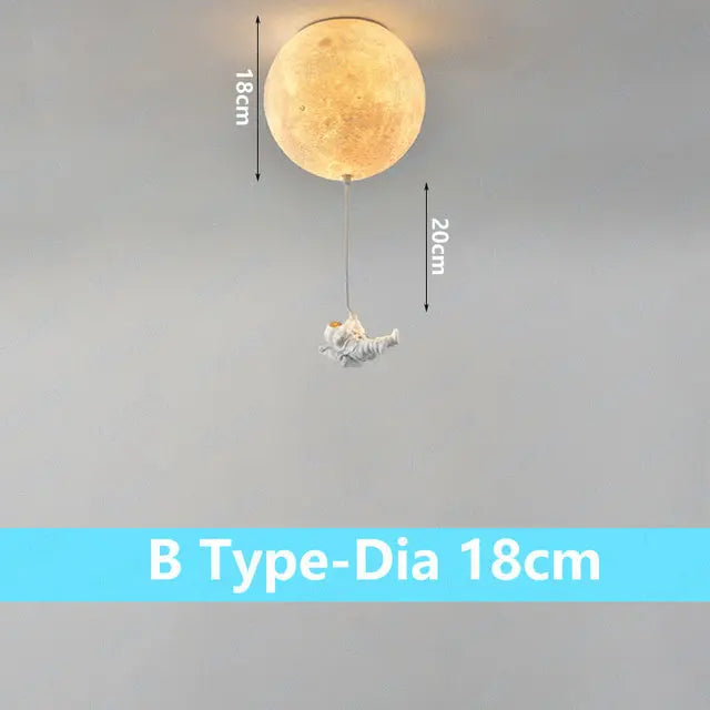 Decorative lunar ceiling light with astronaut, ideal for bedroom