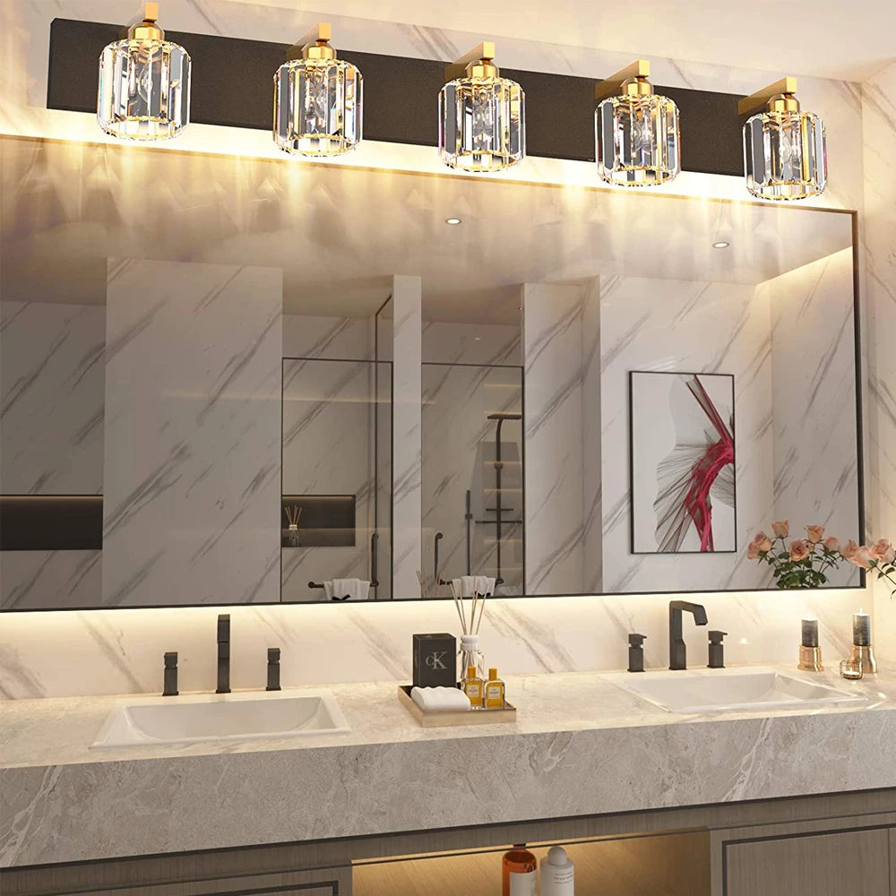 Modern crystal bathroom mirror wall light - vue 9 sur 14