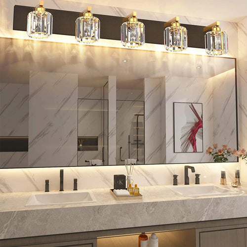 Modern crystal bathroom mirror wall light - vue 9 sur 14