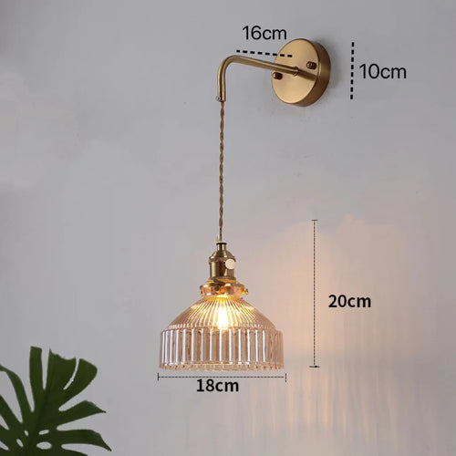 Modern vintage glass wall light for bedroom, mirror, hallway, bedside, cafe, restaurant, switch and plug - vue 18 sur 20