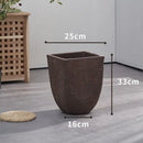 Square clay flower pot for outdoor garden with breathable plants