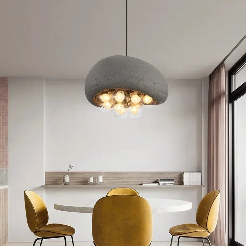 Minimalist wabi sabi style pendant chandelier with LED lighting