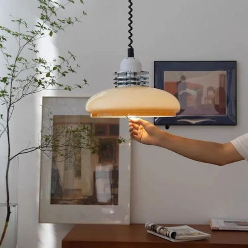 Nordic retractable Bauhaus style glass pendant light for bar and restaurant - vue 5 sur 8