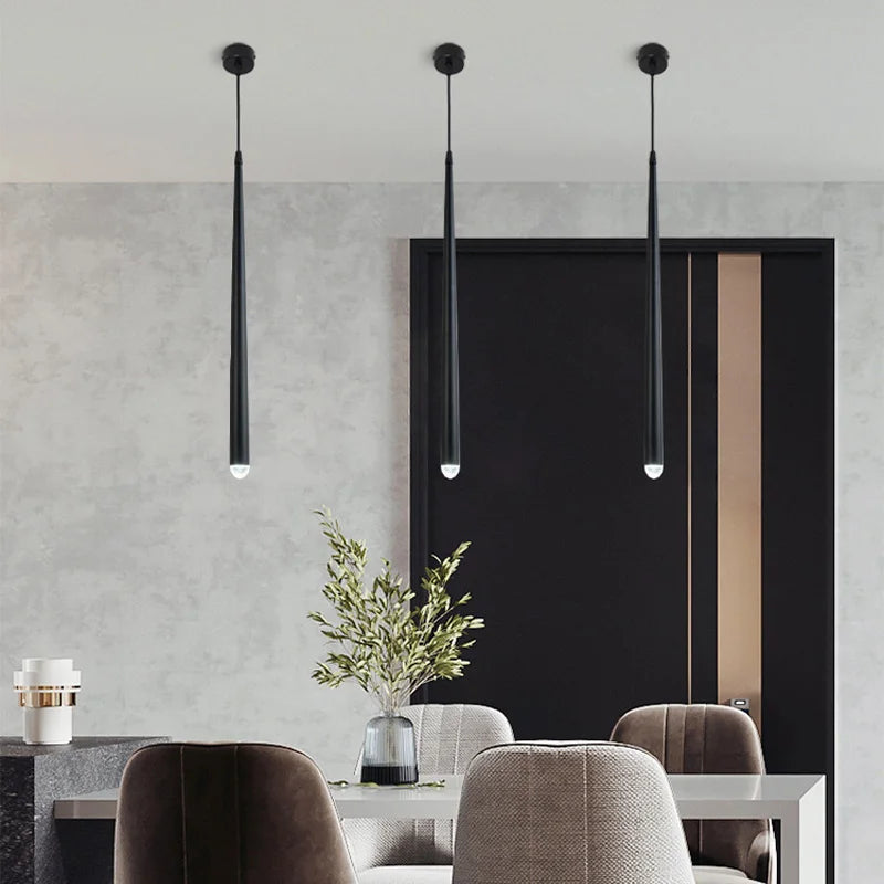 Long tube acrylic and copper cone pendant light for bar and shop - vue 6 sur 8