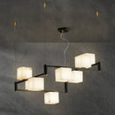 Modern white marble LED pendant ceiling light, contemporary decorative style, ideal for villas