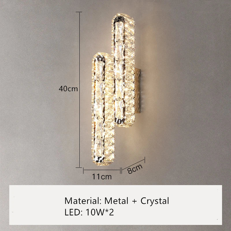Modern oval LED crystal wall light for interior decoration - vue 9 sur 14