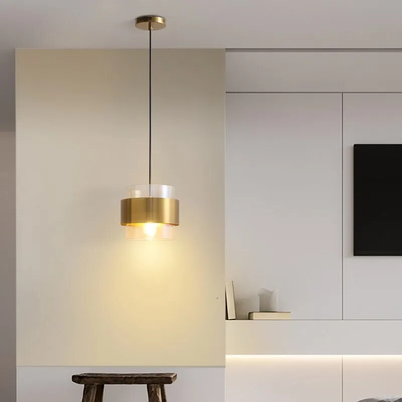 Modern minimalist gold art glass pendant light - vue 4 sur 15
