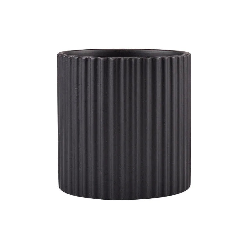 ceramic flower pot vertical lines for indoor plants - vue 11 sur 23