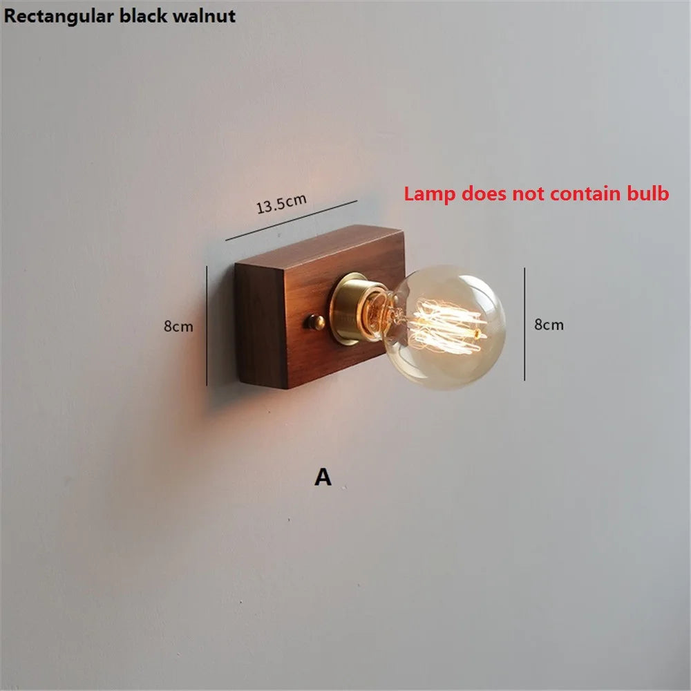 Vintage walnut edison wall light with pull switch