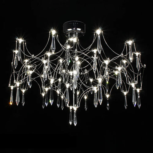 Post-modern crystal light cube LED chandelier in stainless steel - vue 5 sur 13