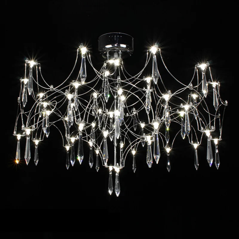 Post-modern crystal light cube LED chandelier in stainless steel - vue 4 sur 13