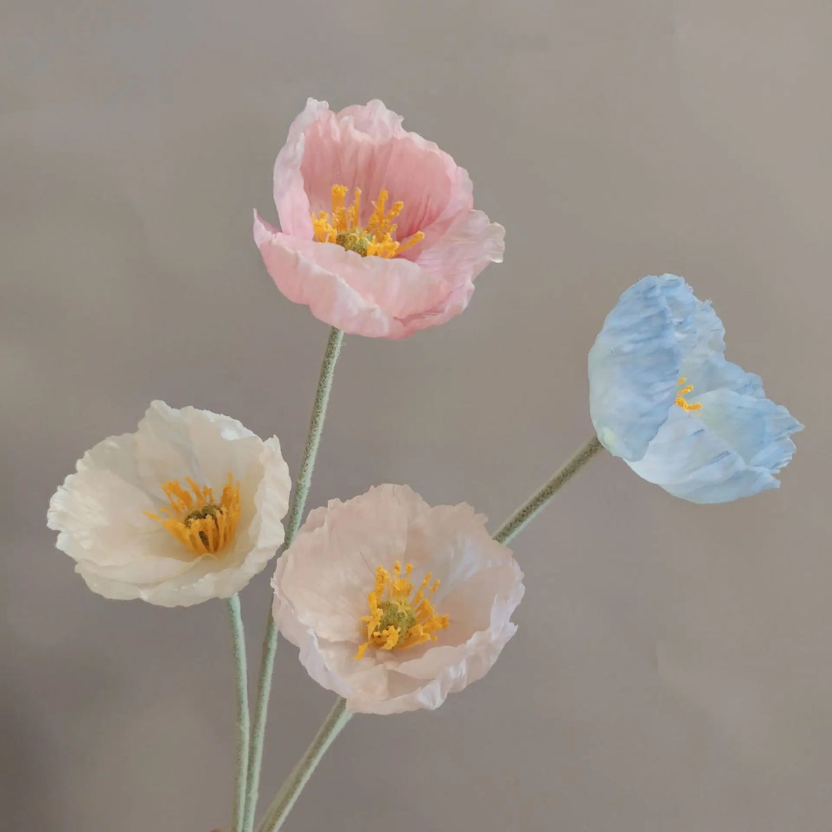 Artificial poppy flower branch for decoration and crafts