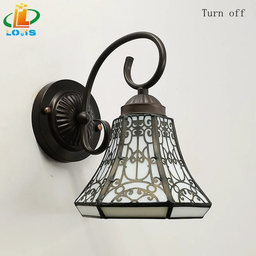 Scandinavian curved glass wall light vintage Tiffany style - vue 7 sur 6