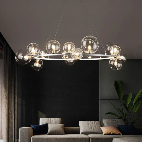 Metal chandelier with glass ball for interior decoration - vue 2 sur 25