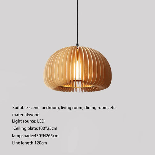 Retro wooden pendant light for kitchen island - vue 9 sur 9