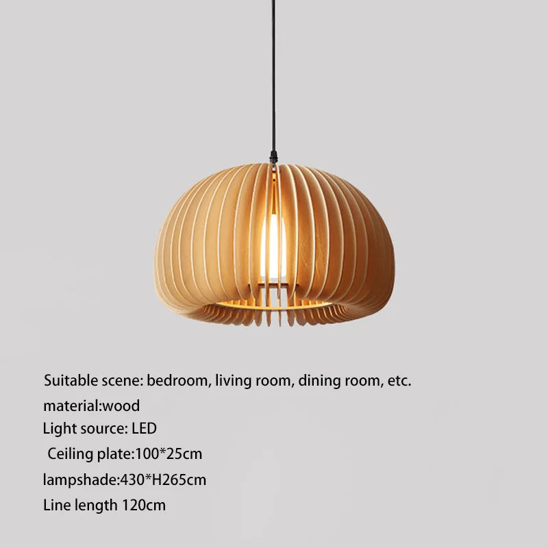 Retro wooden pendant light for kitchen island - vue 8 sur 9