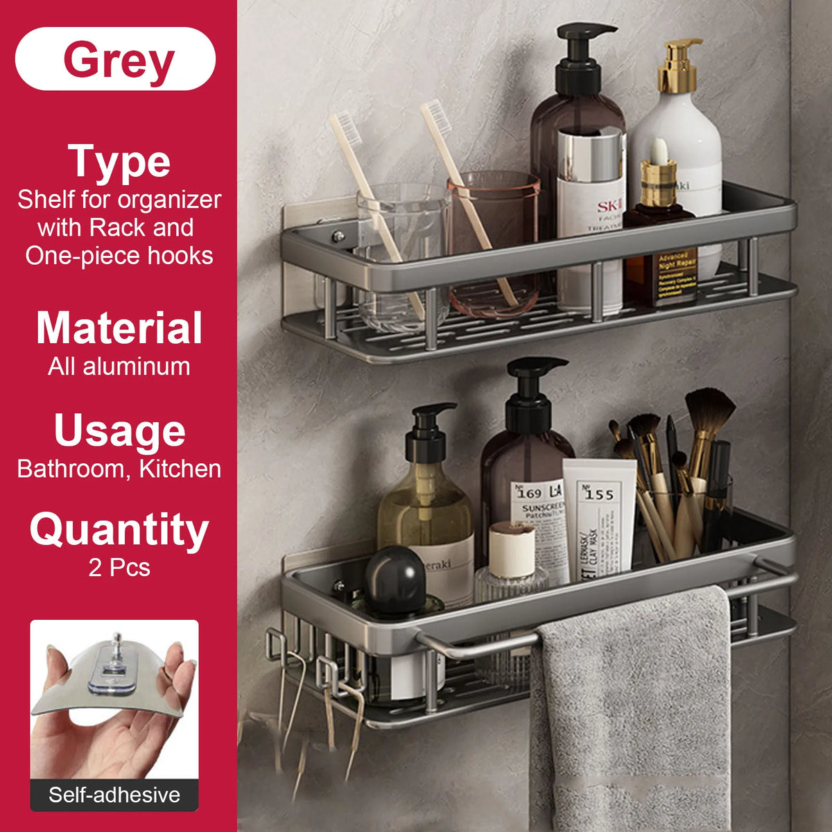 no-drill wall shelf for bathroom and kitchen storage - vue 30 sur 30