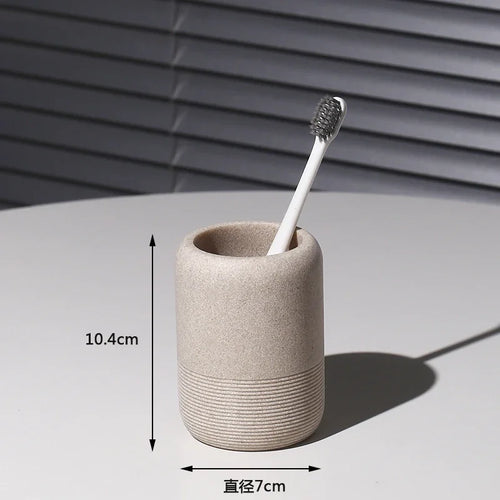 modern bathroom accessory set made of sand and gravel - vue 9 sur 18