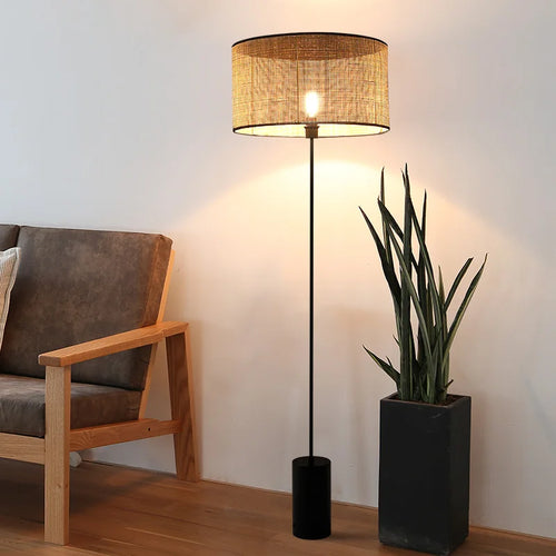 Creative rural style woven rattan floor lamp for indoor use - vue 2 sur 8