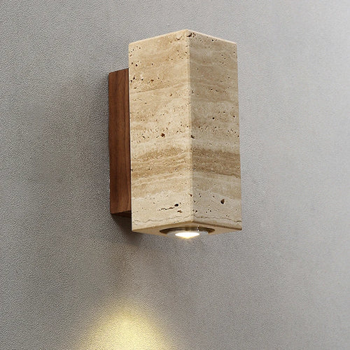 Wabi sabi travertine LED wall light with marble effect - vue 3 sur 12