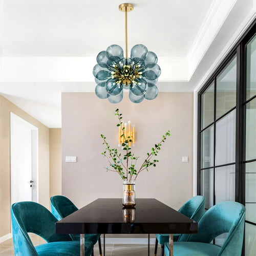 Modern nordic coloured glass LED decorative pendant light - vue 6 sur 9