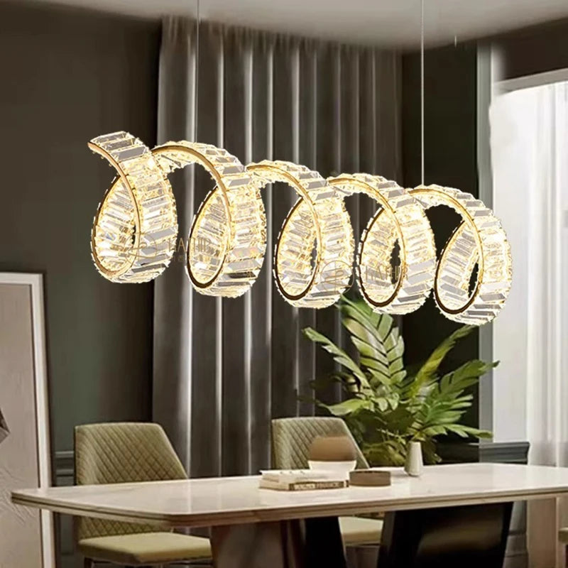 Modern gold spiral LED chandelier