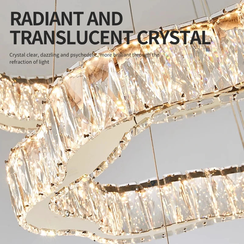 Modern crystal chandelier with elegant LED design - vue 5 sur 13