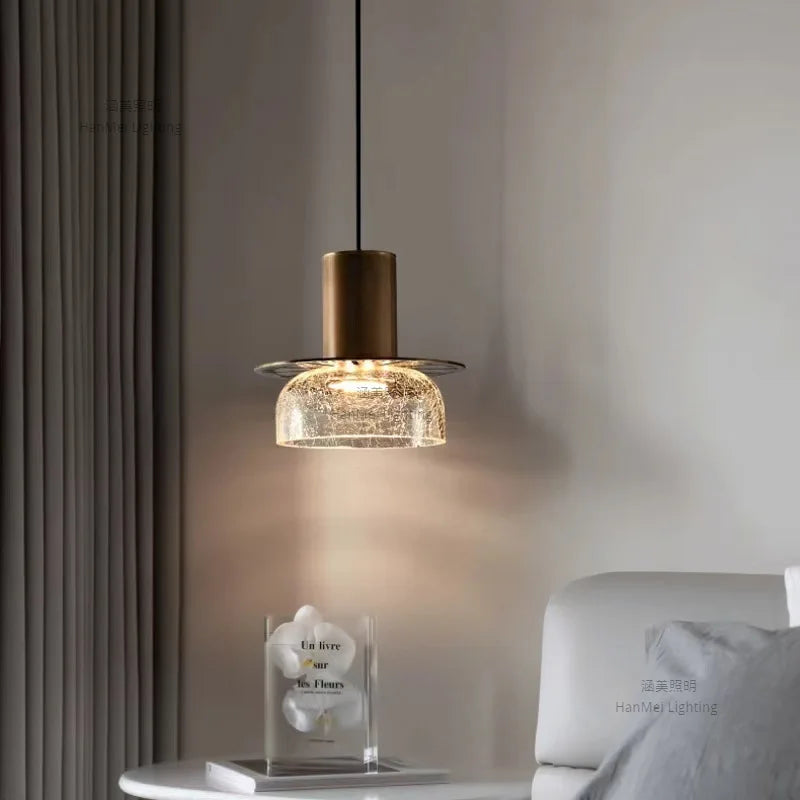 Modern crackled glass chandelier for elegant interiors - vue 3 sur 9