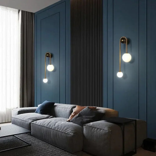 Modern glass wall light with decorative LED shade - vue 6 sur 8