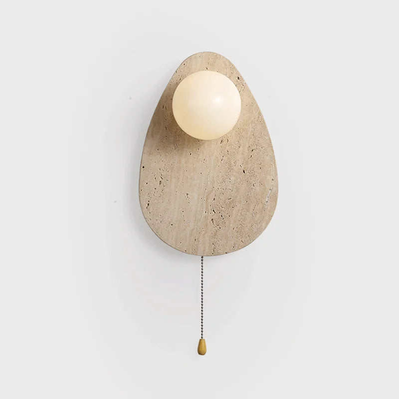 Vintage natural stone wall light with glass shade