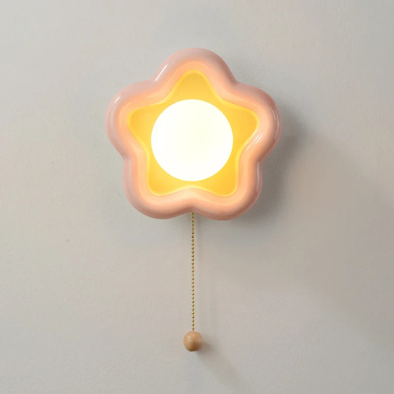 Ceramic flower wall light for children's bedroom